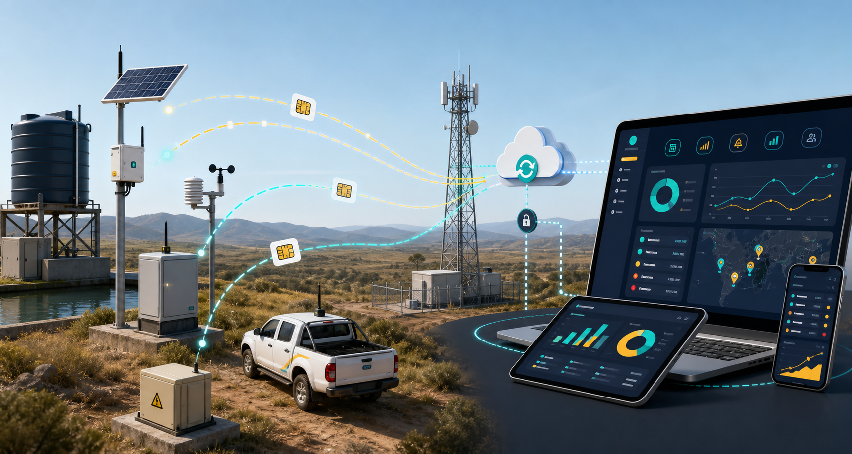 Industrial and agricultural IoT devices feeding usage, alert and device-health analytics.